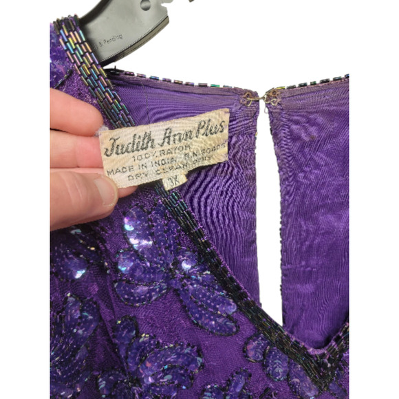 Vintage Judith Ann Plus 3X Purple Beaded Sequin 2pc Skirt Set Rayon - Picture 10 of 16
